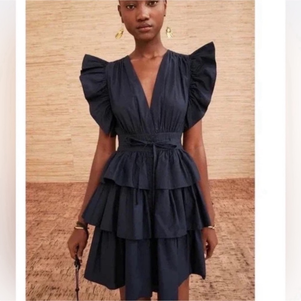 Ulla Johnson Sena Mini Navy Dress Sz 12